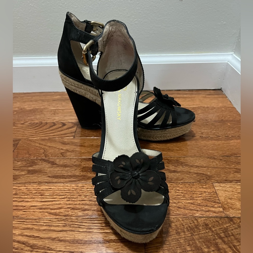 B Makowsky Marty suede espadrille wedge sandal